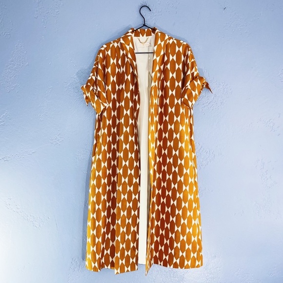 Tory Burch Haley Diamond Tile Silk Coat Size 4 - Picture 2 of 12